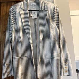Evereve Women's Striped Blazer - Blue and White
